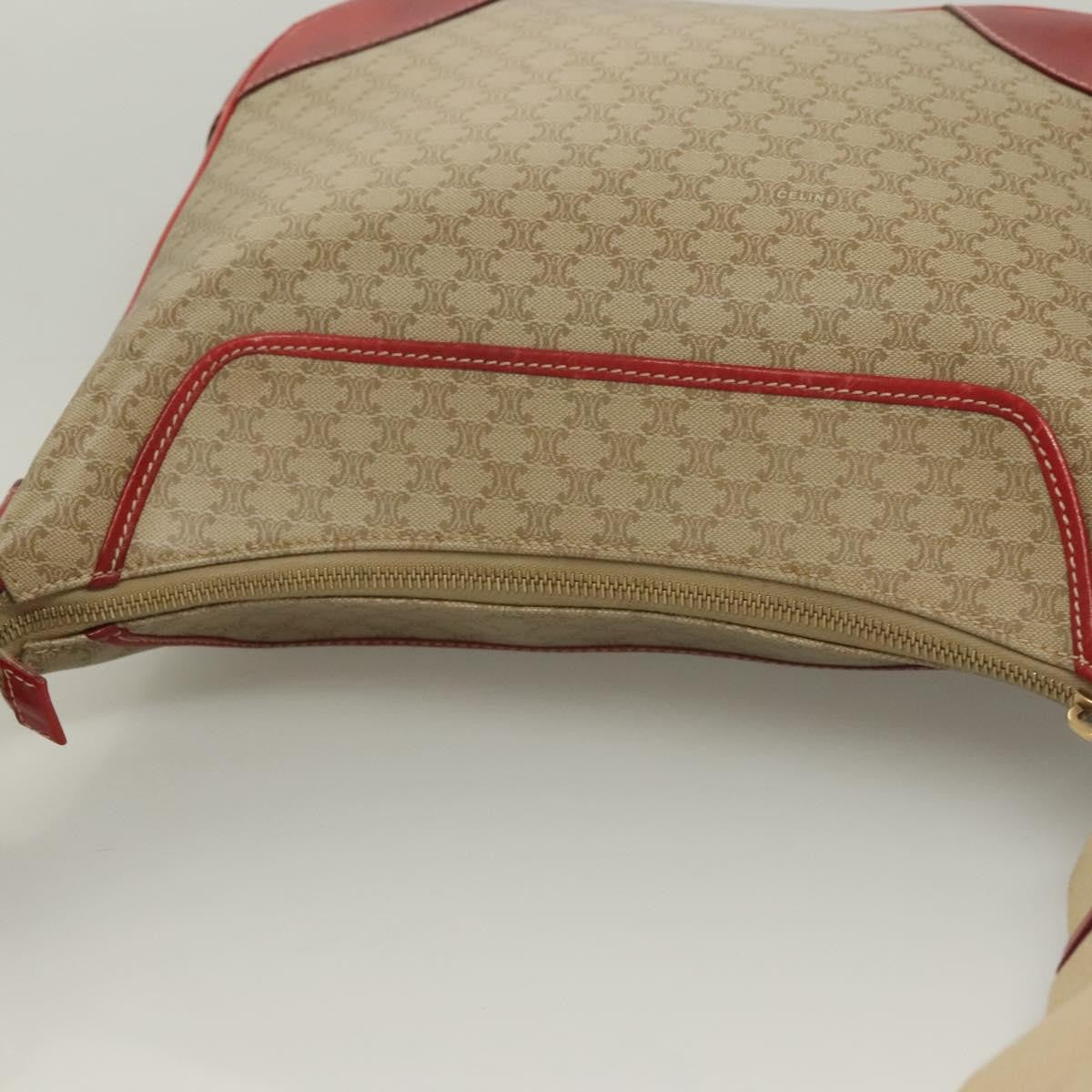Celine Vintage Macadam Shoulder Bag Canvas And Leather Beige Canvas Bag