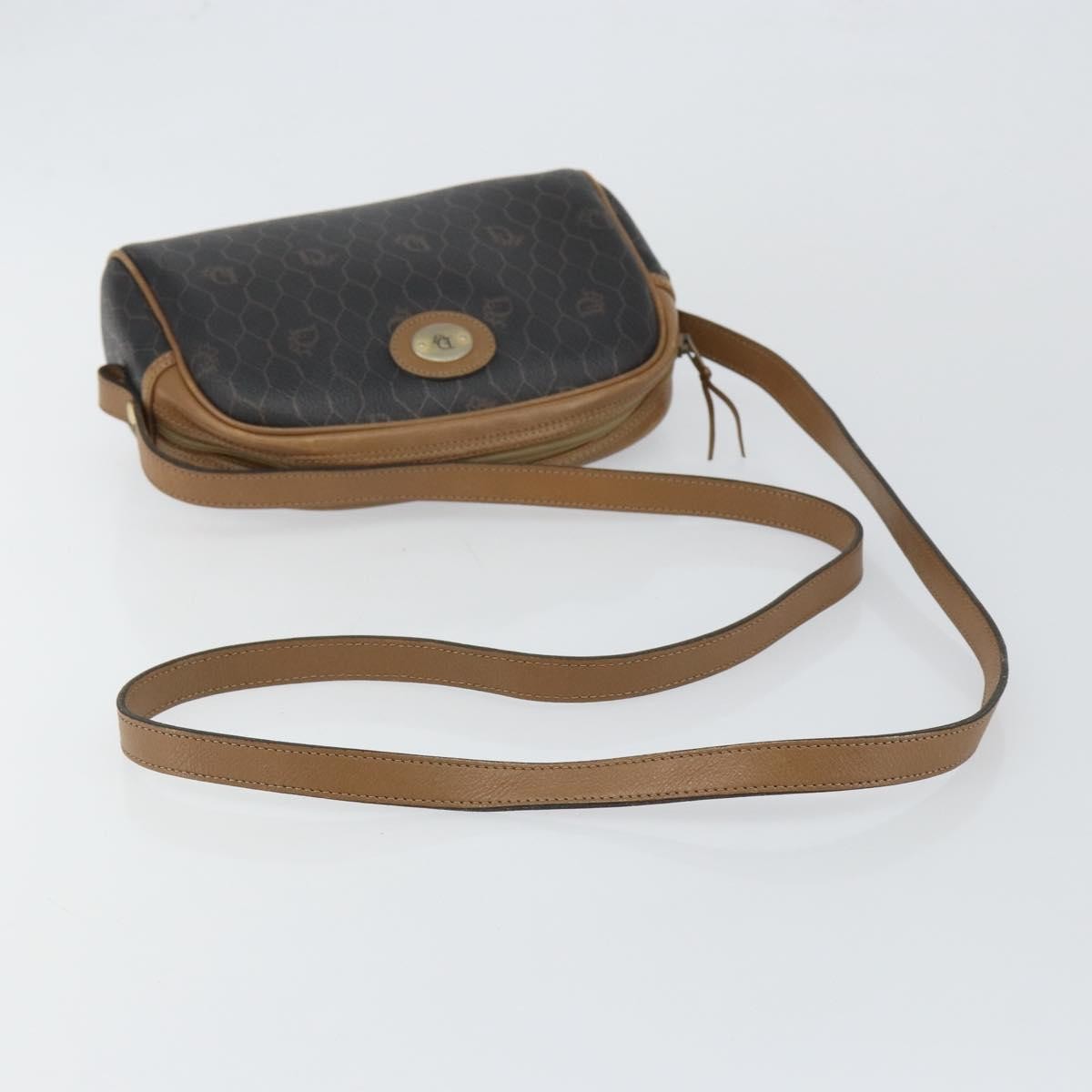 Christian Dior Vintage Honeycomb Shoulder Bag Canvas And Leather Black Canvas Shoulder Bag Bag (Pre-Owned)