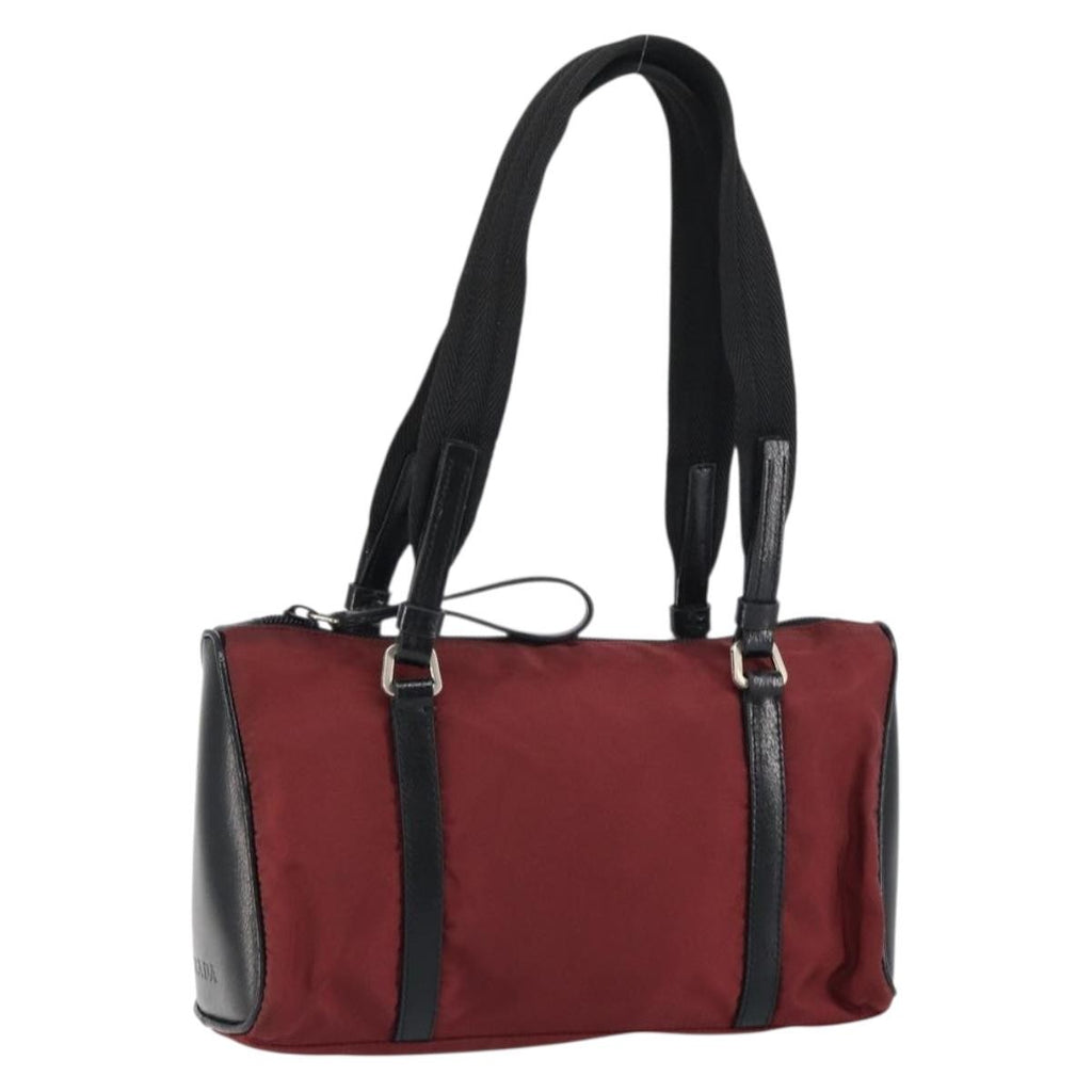 Prada Vintage Zip Handbag Tessuto Burgundy Nylon Handbag