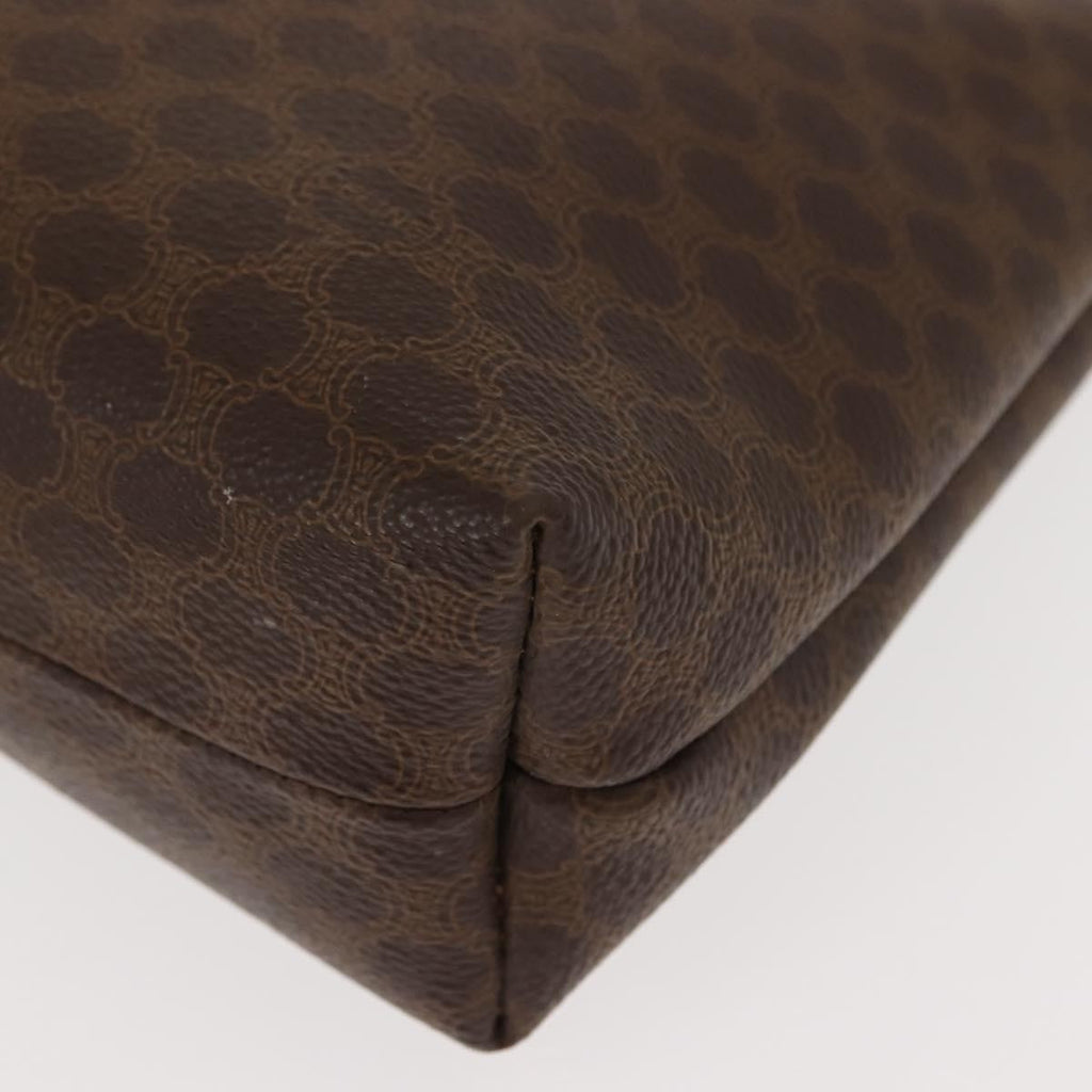 Celine Circle Logo Macadam Pouch Canvas And Leather Brown Canvas Clutche & Pouche Bag