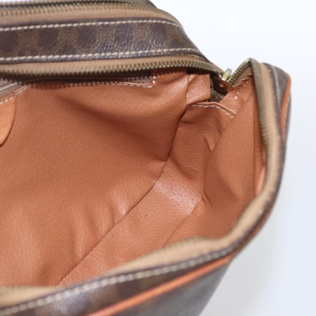 Celine Vintage Macadam Shoulder Bag Canvas Brown Canvas Shoulder Bag Bag