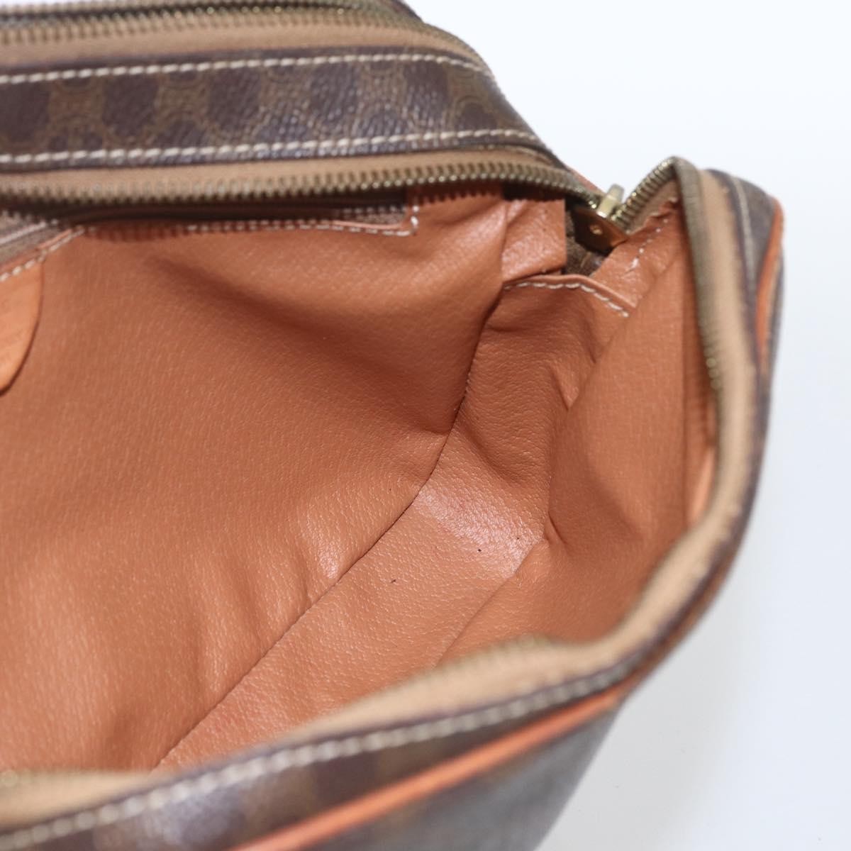 Celine Vintage Macadam Shoulder Bag Canvas Brown Canvas Shoulder Bag Bag