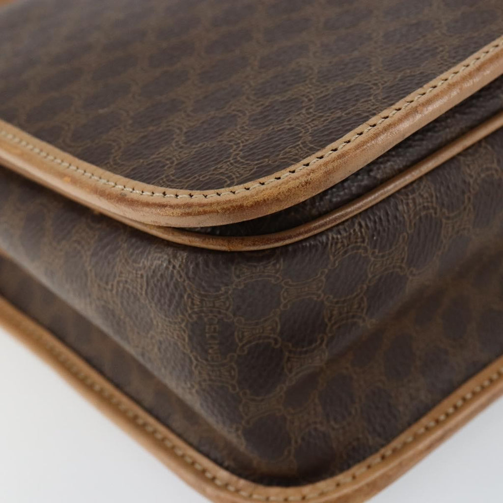 Celine Vintage Macadam Shoulder Bag Canvas And Leather Brown Canvas Shoulder Bag Bag