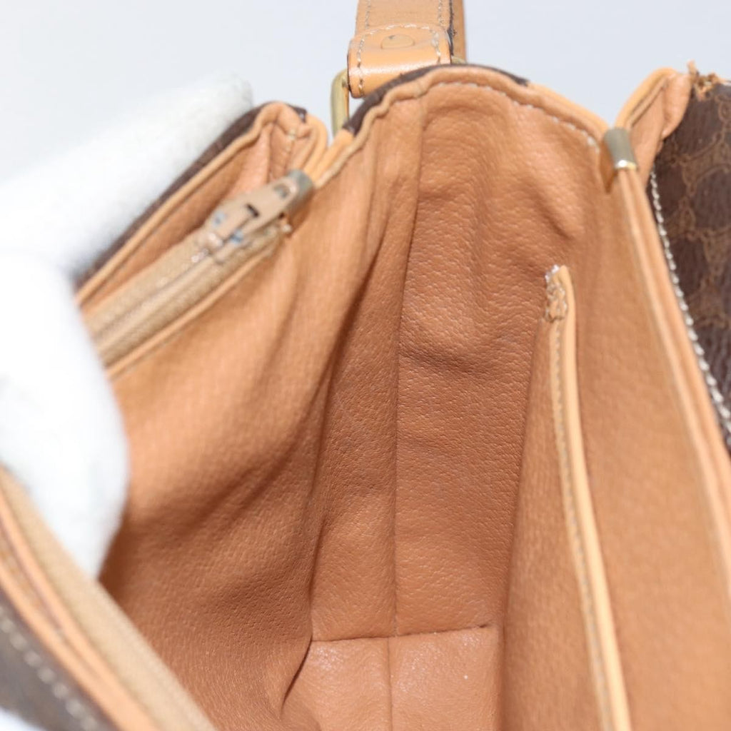 Celine Vintage Macadam Shoulder Bag Canvas And Leather Brown Canvas Shoulder Bag Bag