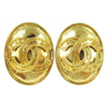 Chanel Vintage Cc Button Ovales Clip-On Earrings Gold-Plated Gold Gold_Plated Earrings Jewelry