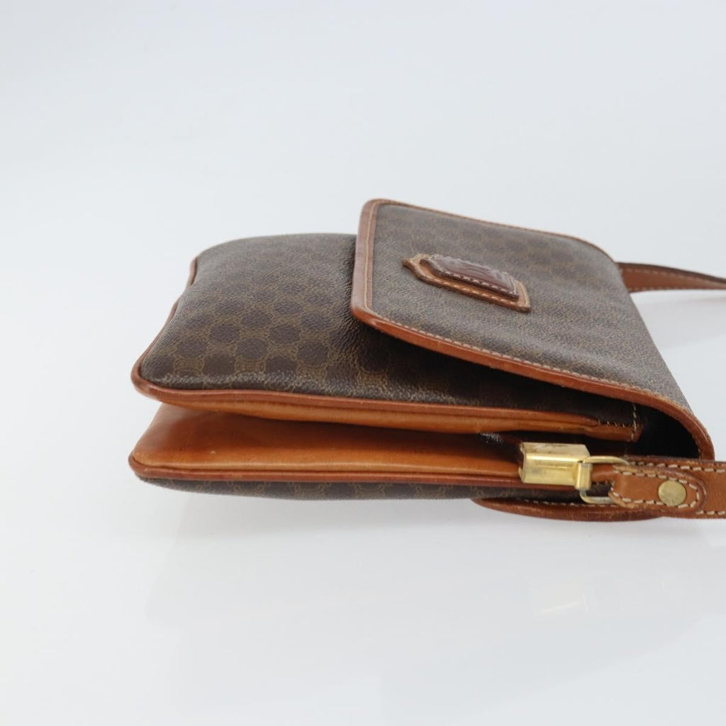 Celine Vintage Macadam Shoulder Bag Canvas And Leather Brown Canvas Shoulder Bag Bag
