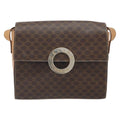 Celine Vintage Macadam Circle Logo Shoulder Bag Canvas And Leather Brown Canvas Shoulder Bag Bag