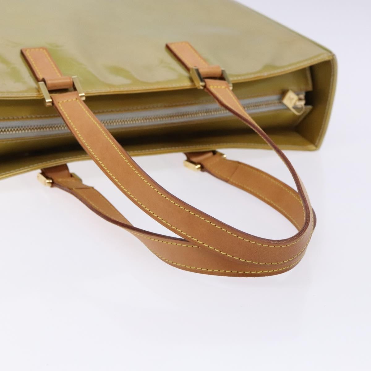 Louis Vuitton Columbus Handbag Monogram Vernis Beige Patent_Leather Tote Bag