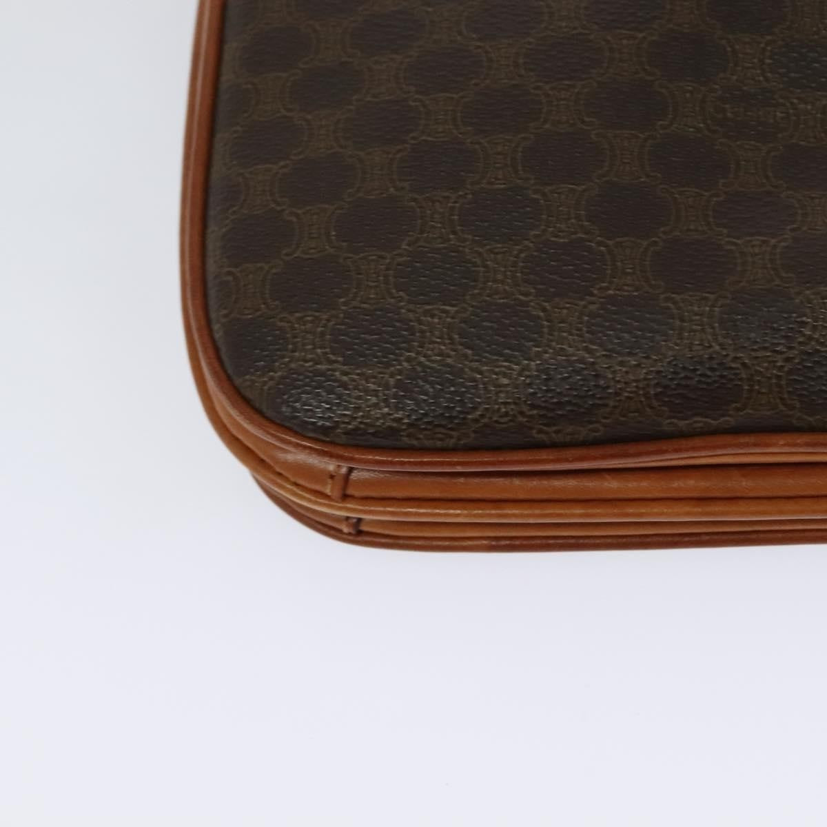 Celine Vintage Macadam Shoulder Bag Canvas And Leather Brown Canvas Shoulder Bag Bag