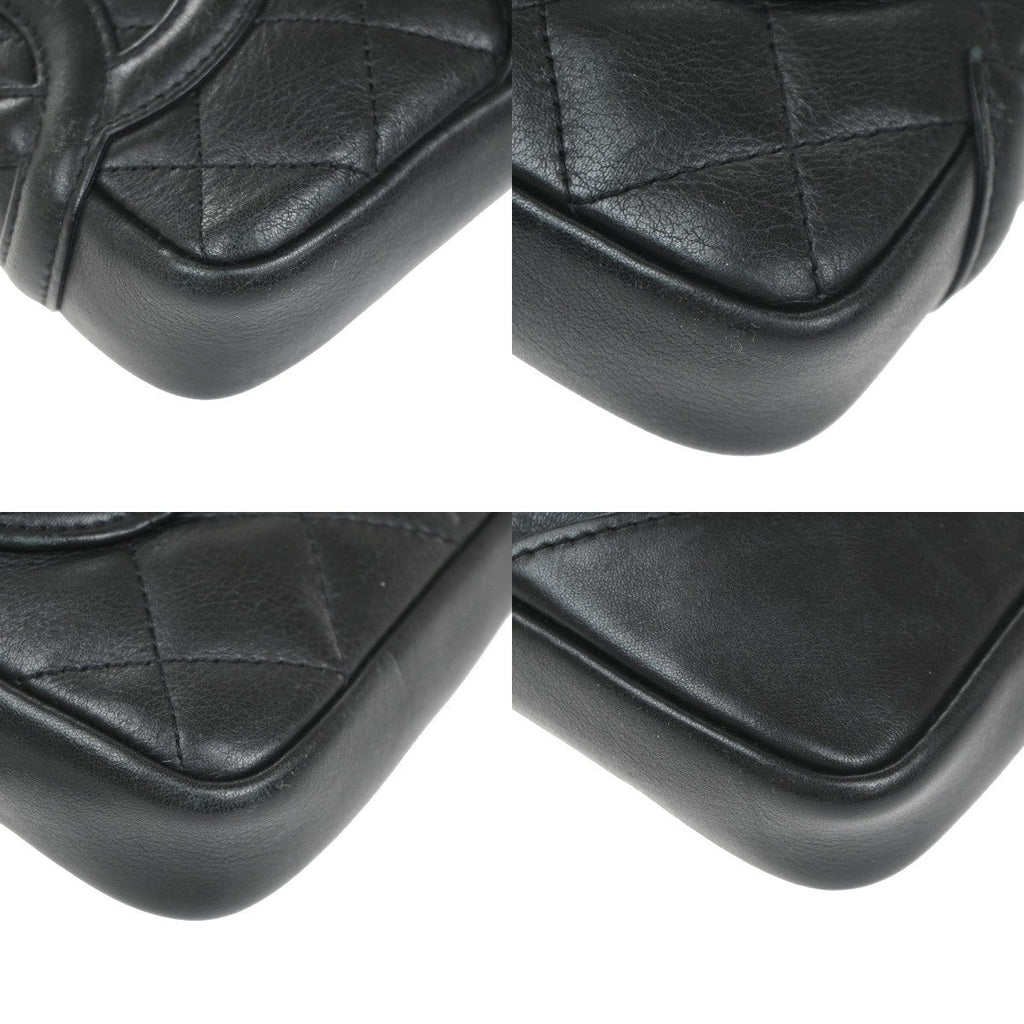 Chanel Cambon Pochette Quilted Leather Black Leather Shoulder Bag Bag