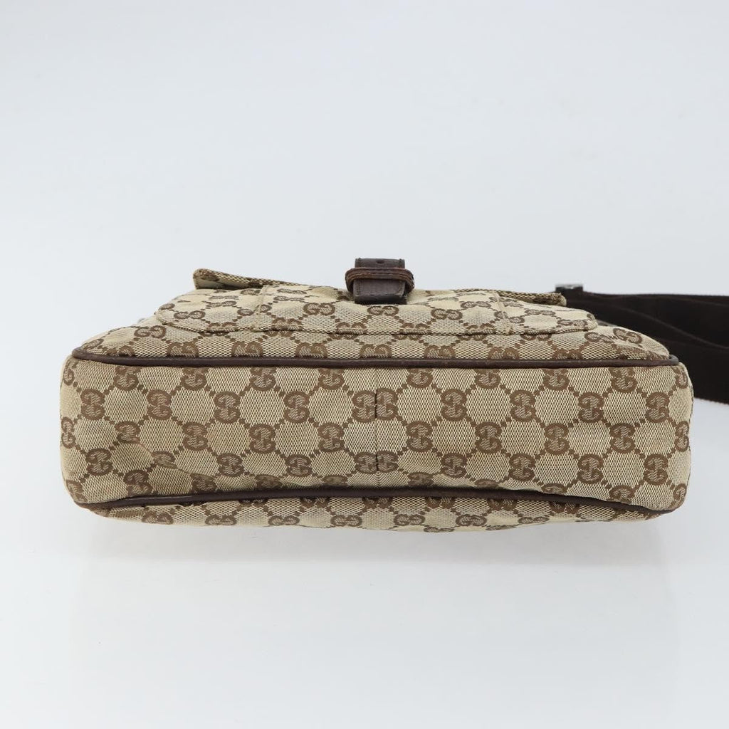 Gucci Vintage Shoulder Bag Gg Canvas And Leather Beige Canvas Shoulder Bag Bag (Pre-Owned)