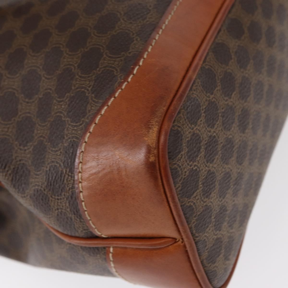 Celine Vintage Macadam Handbag Canvas And Leather Brown Canvas Handbag