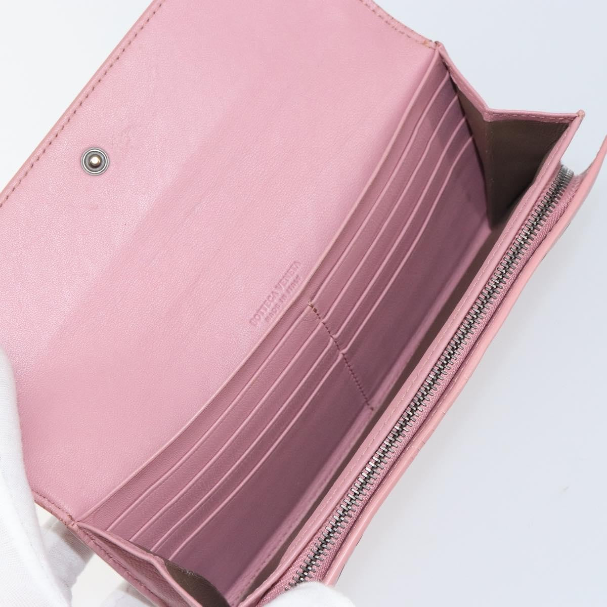 Bottega Veneta Intrecciato Long Zip  Wallet Leather Pink Leather Wallets Accessory