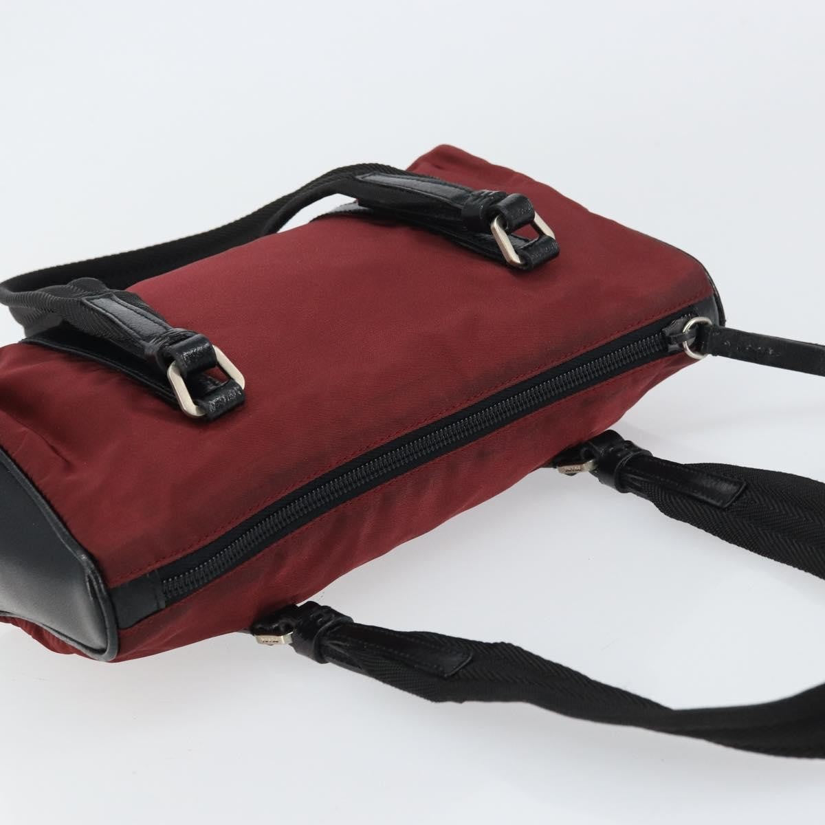Prada Vintage Zip Handbag Tessuto Burgundy Nylon Handbag