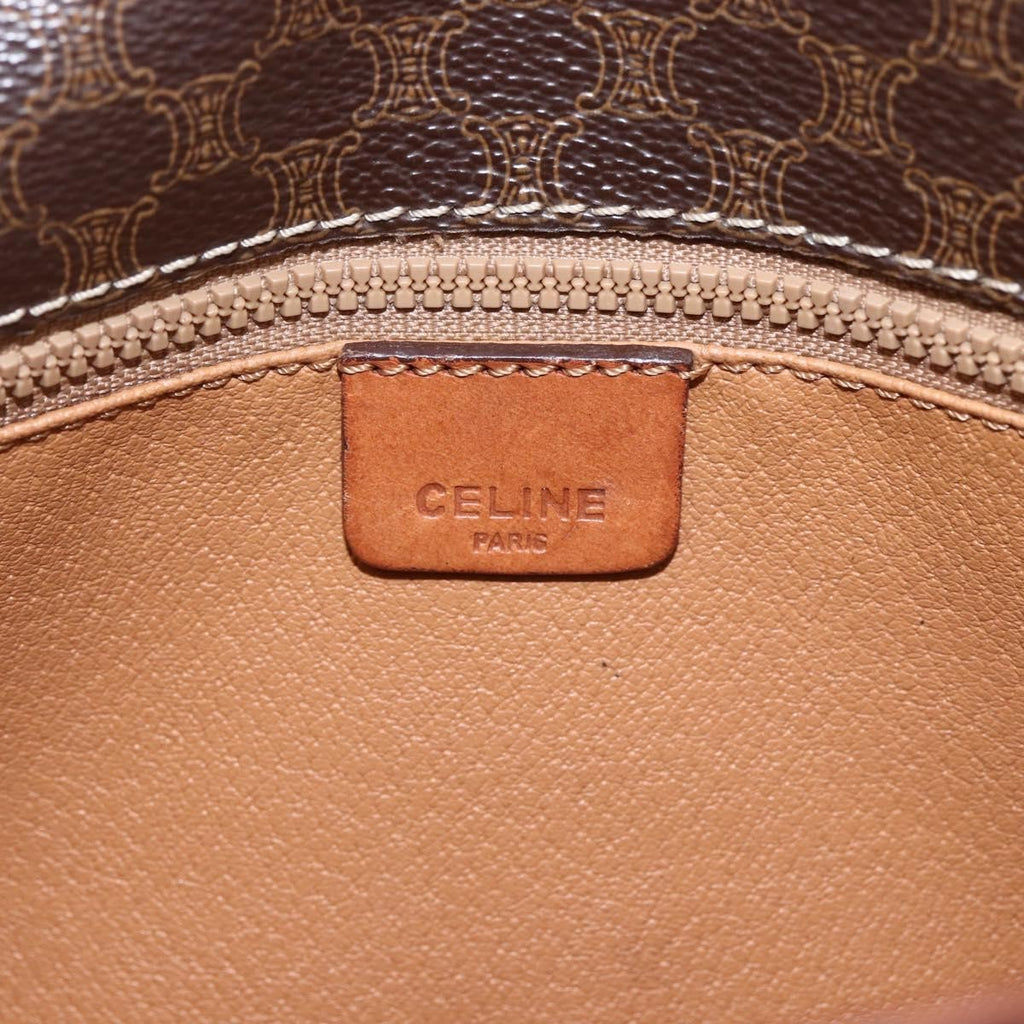 Celine Vintage Macadam Shoulder Bag Canvas Brown Canvas Shoulder Bag Bag