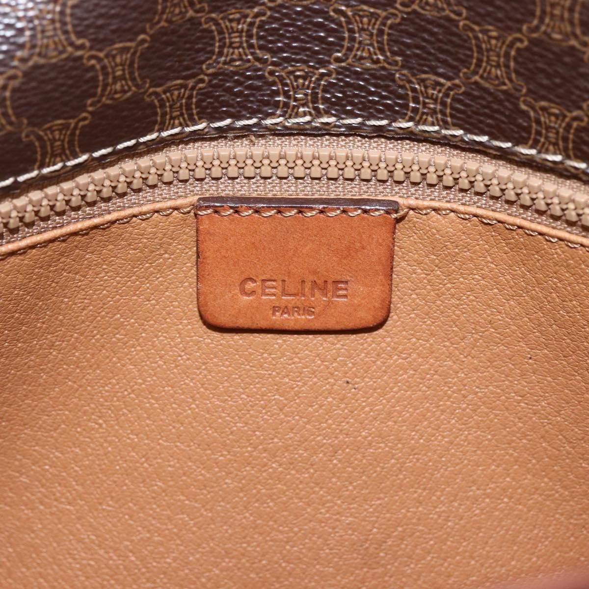 Celine Vintage Macadam Shoulder Bag Canvas Brown Canvas Shoulder Bag Bag