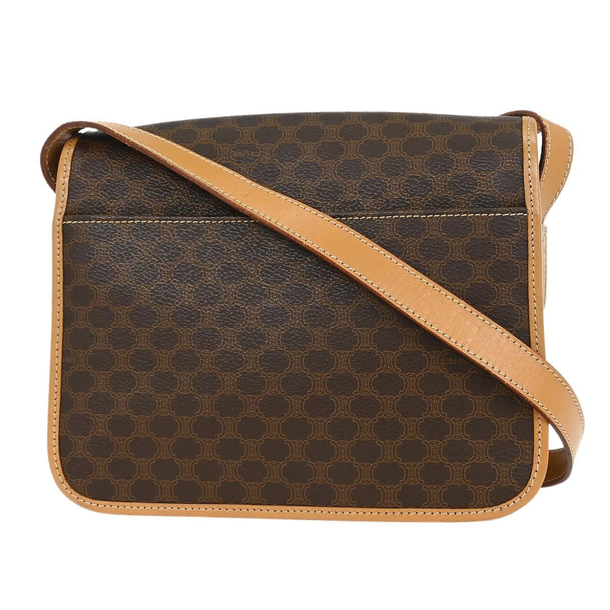 Celine Vintage Macadam Shoulder Bag Canvas And Leather Brown Canvas Shoulder Bag Bag