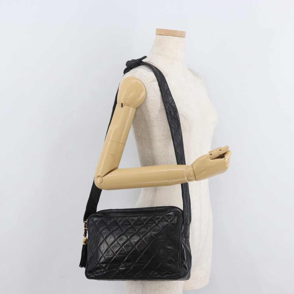 Chanel Vintage Diamond Cc Camera Shoulder Bag Quilted Caviar Black Leather Shoulder Bag Bag