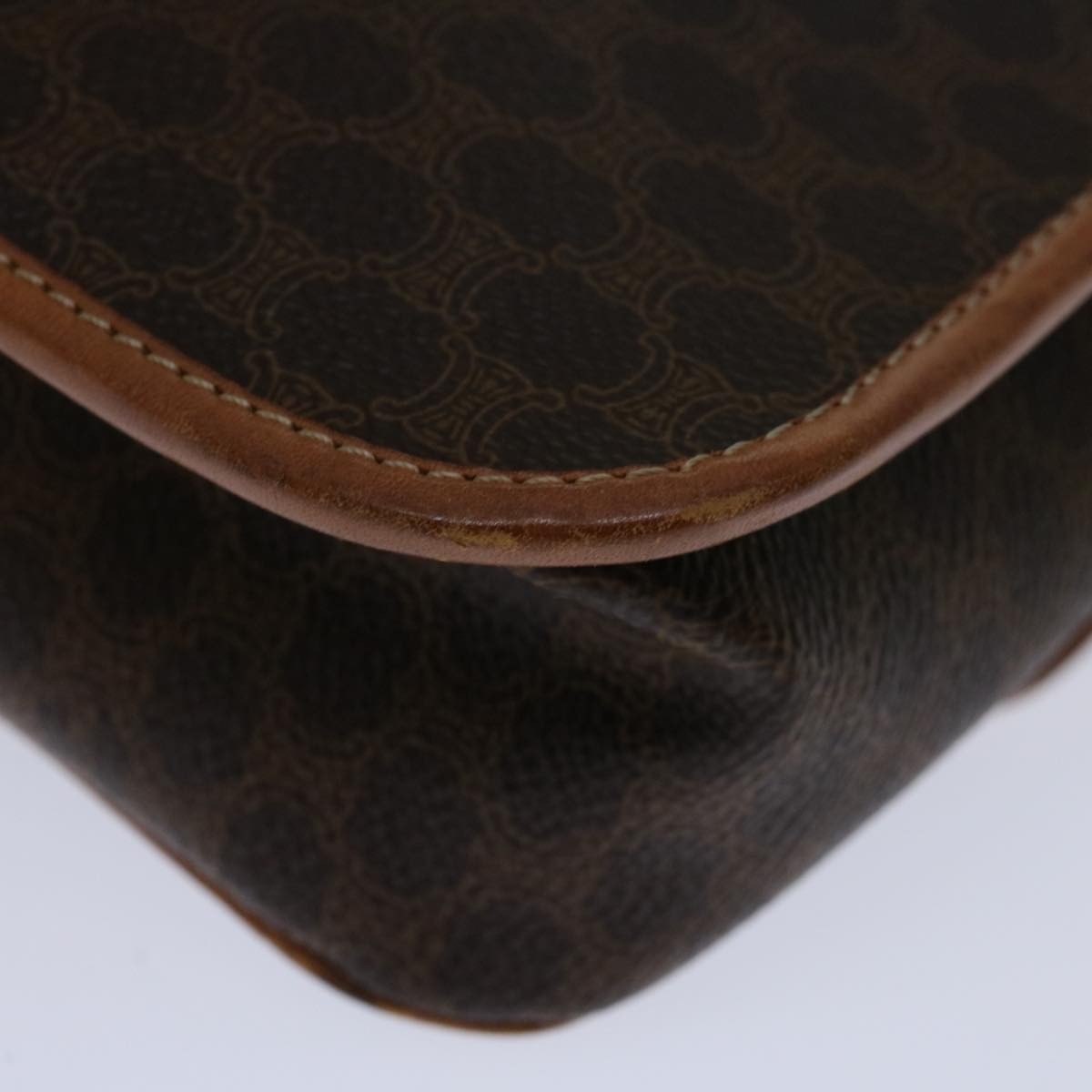 Celine Circle Logo Shoulder Bag Canvas Brown Pvc Shoulder Bag Bag