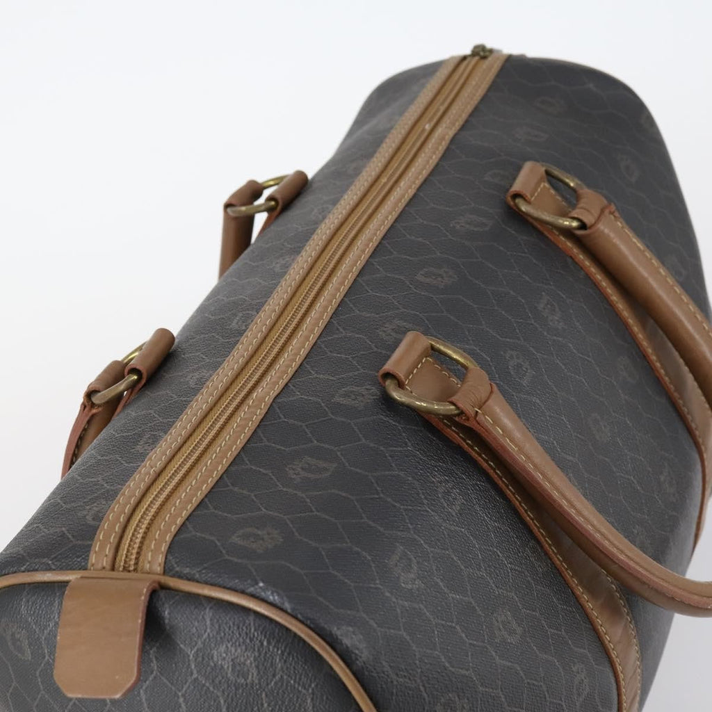 Christian Dior Vintage Honeycomb Boston Bag Canvas And Leather Black Canvas Travel Bag Bag (Pre-Owned)