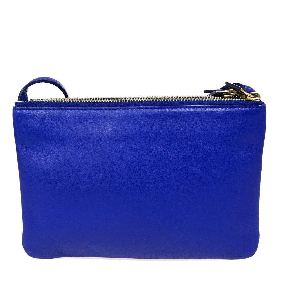 Celine Trio Crossbody Bag Leather Blue Leather Bag