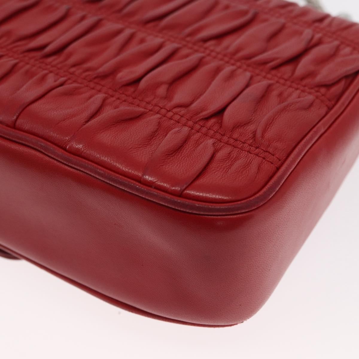 Prada Gaufre Chain Flap Shoulder Bag Nappa Leather Red Leather Shoulder Bag Bag