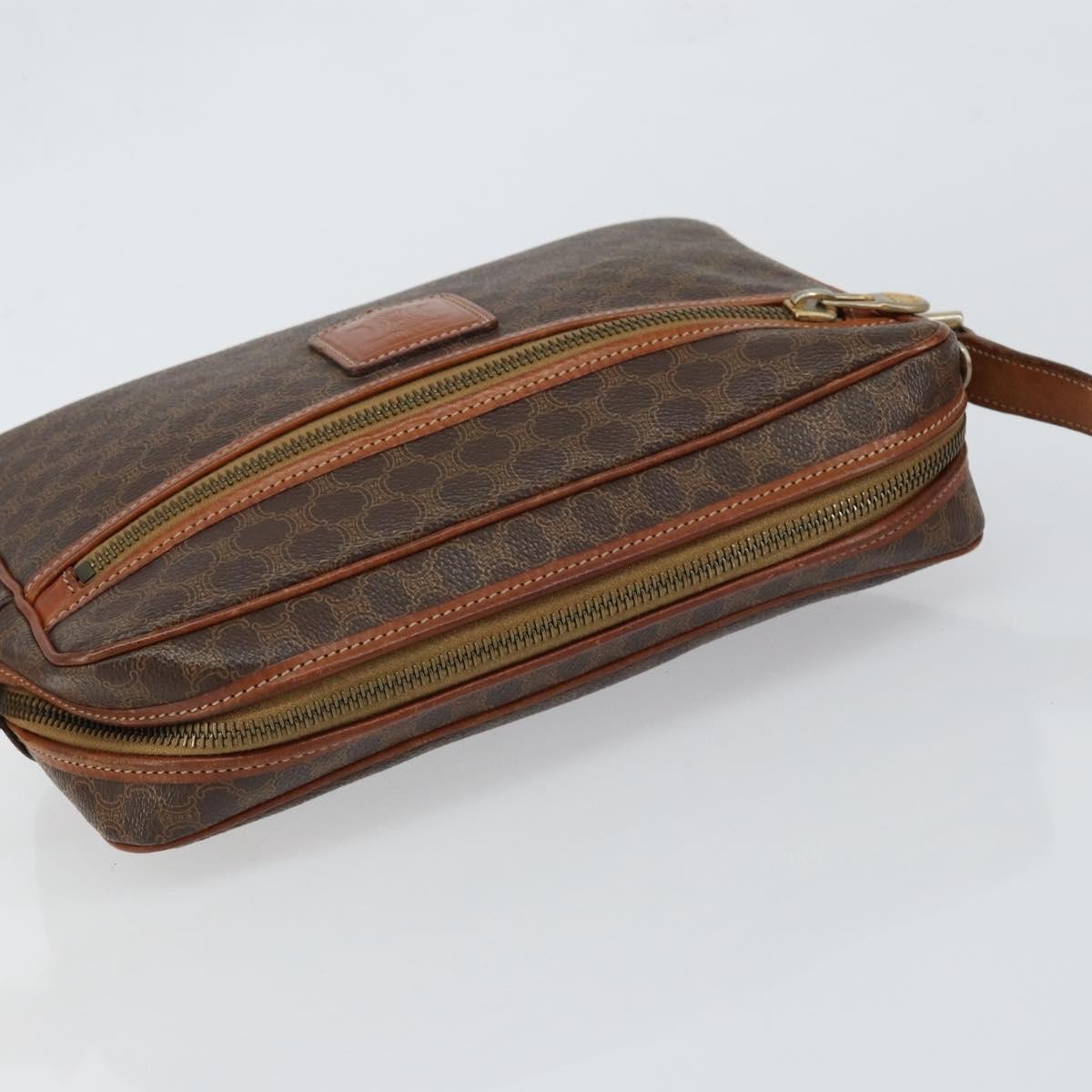 Celine Vintage Macadam Shoulder Bag Canvas And Leather Brown Canvas Shoulder Bag Bag