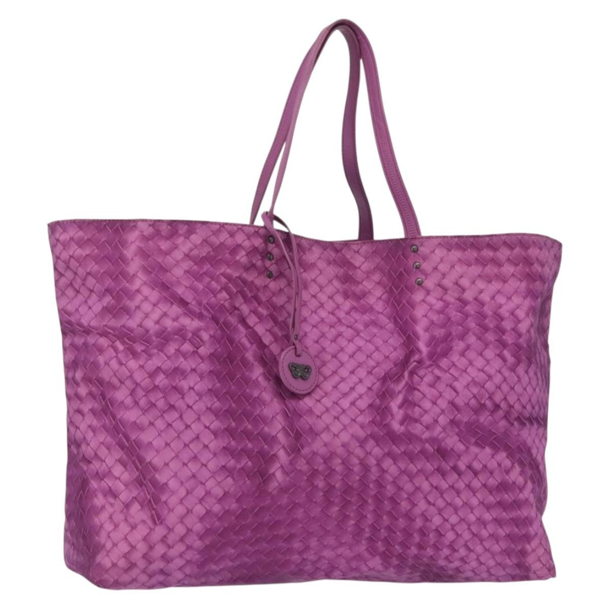 Bottega Veneta Intrecciolusion Tote Printed Nylon Purple Nylon Tote Bag Bag