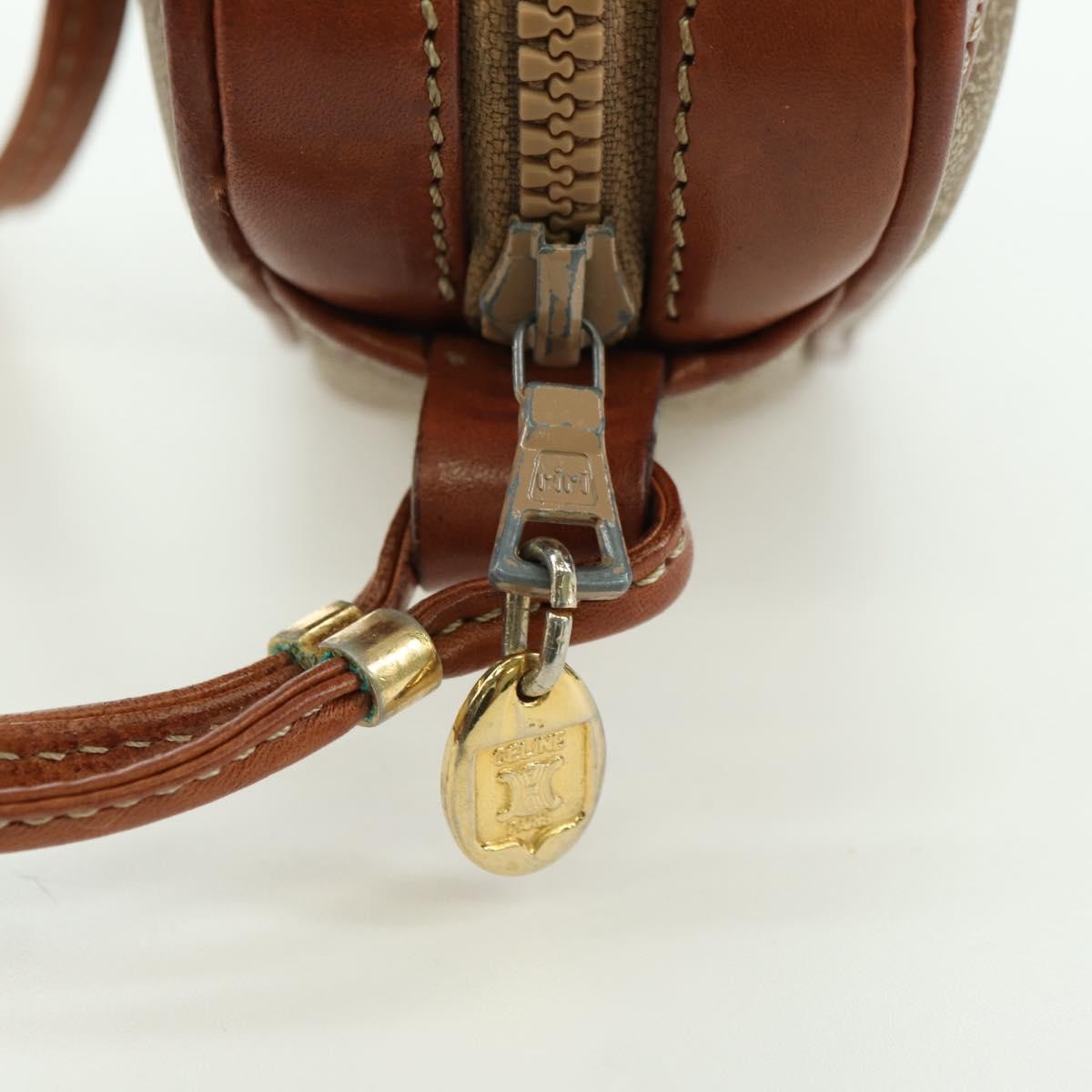 Celine Vintage Macadam Shoulder Bag Canvas And Leather Beige Canvas Shoulder Bag Bag