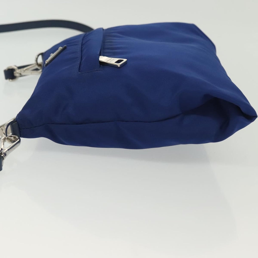 Prada Flat Messenger Tessuto With Leather Blue Nylon Shoulder Bag Bag