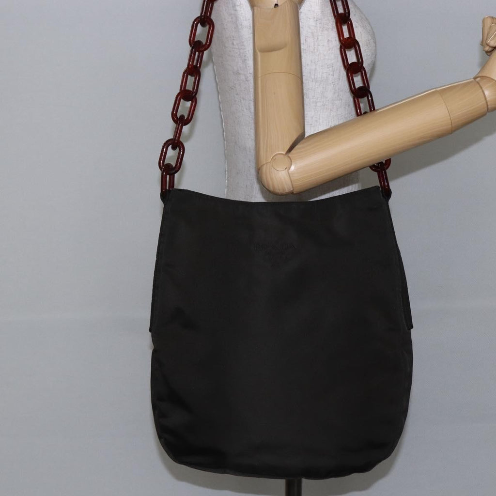 Prada Resin Chain Shoulder Bag Nylon Brown Nylon Shoulder Bag Bag