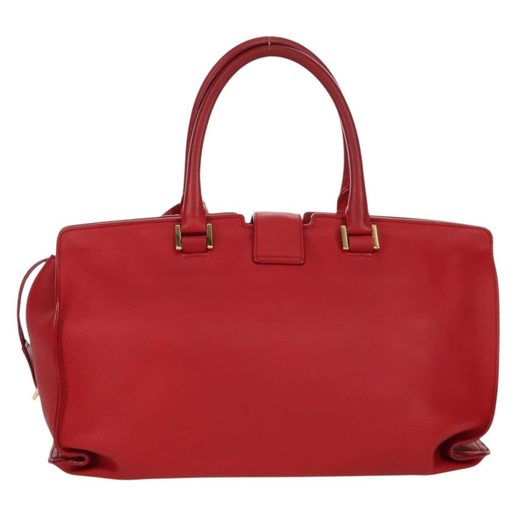 Saint Laurent Classic Y Cabas Leather Red Leather Handbag (Pre-Owned)