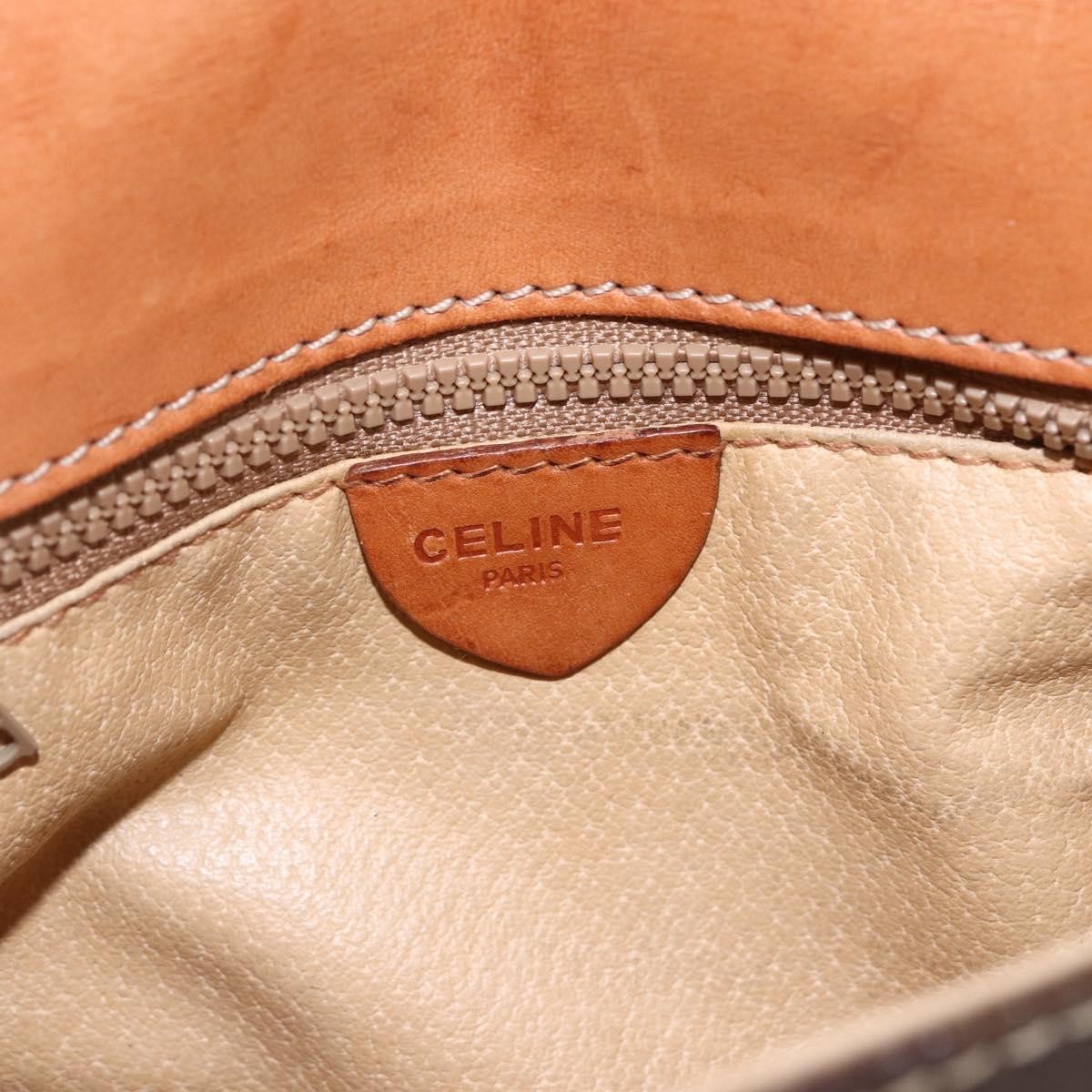 Celine Vintage Macadam Shoulder Bag Canvas And Leather Brown Canvas Shoulder Bag Bag