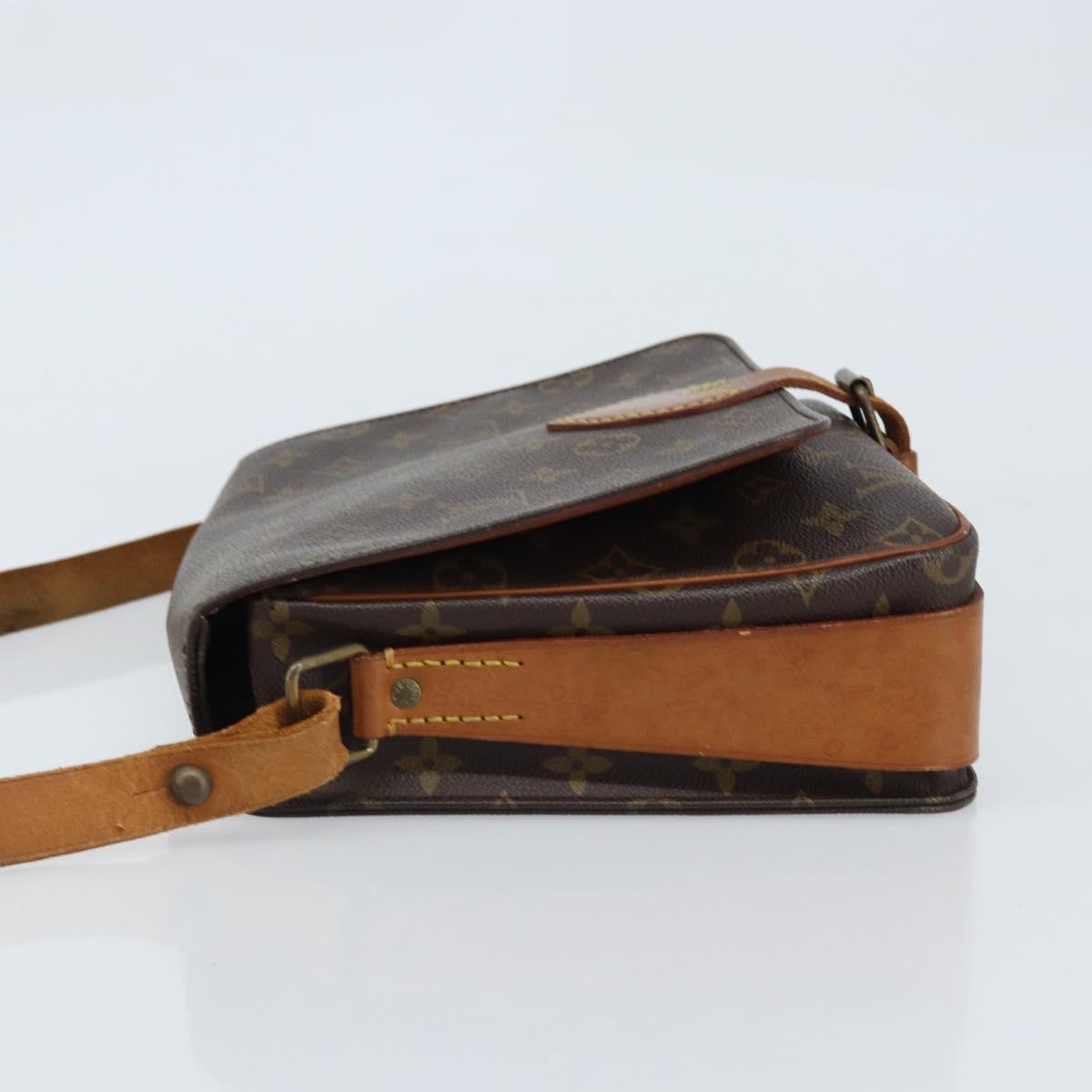 Louis Vuitton Cartouchiere Handbag Monogram Canvas Brown Canvas Shoulder Bag