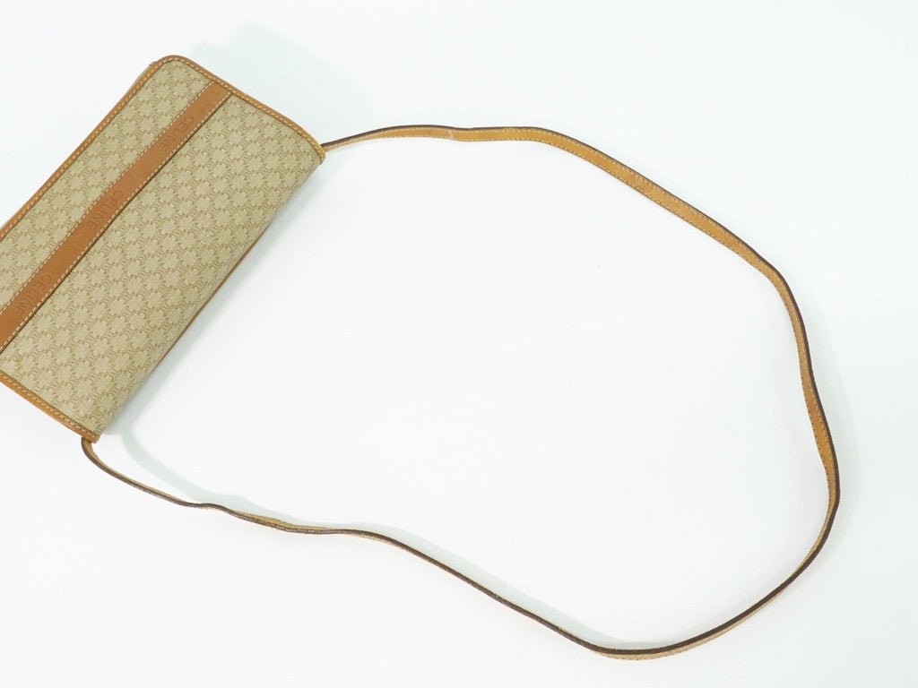 Celine Vintage Macadam Shoulder Bag Canvas Beige Canvas Shoulder Bag Bag