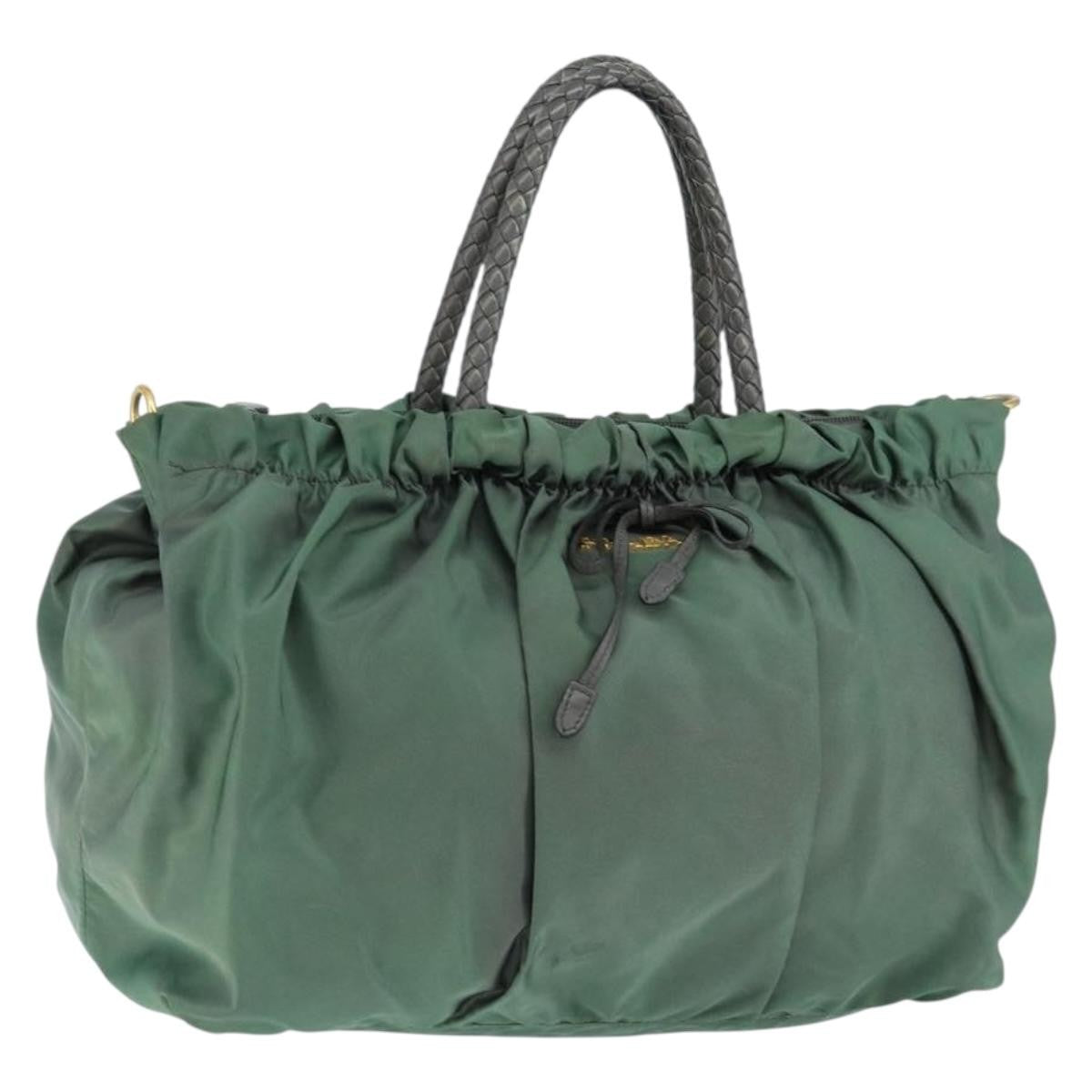 Prada Convertible Bow Tote Tessuto Green Nylon Handbag