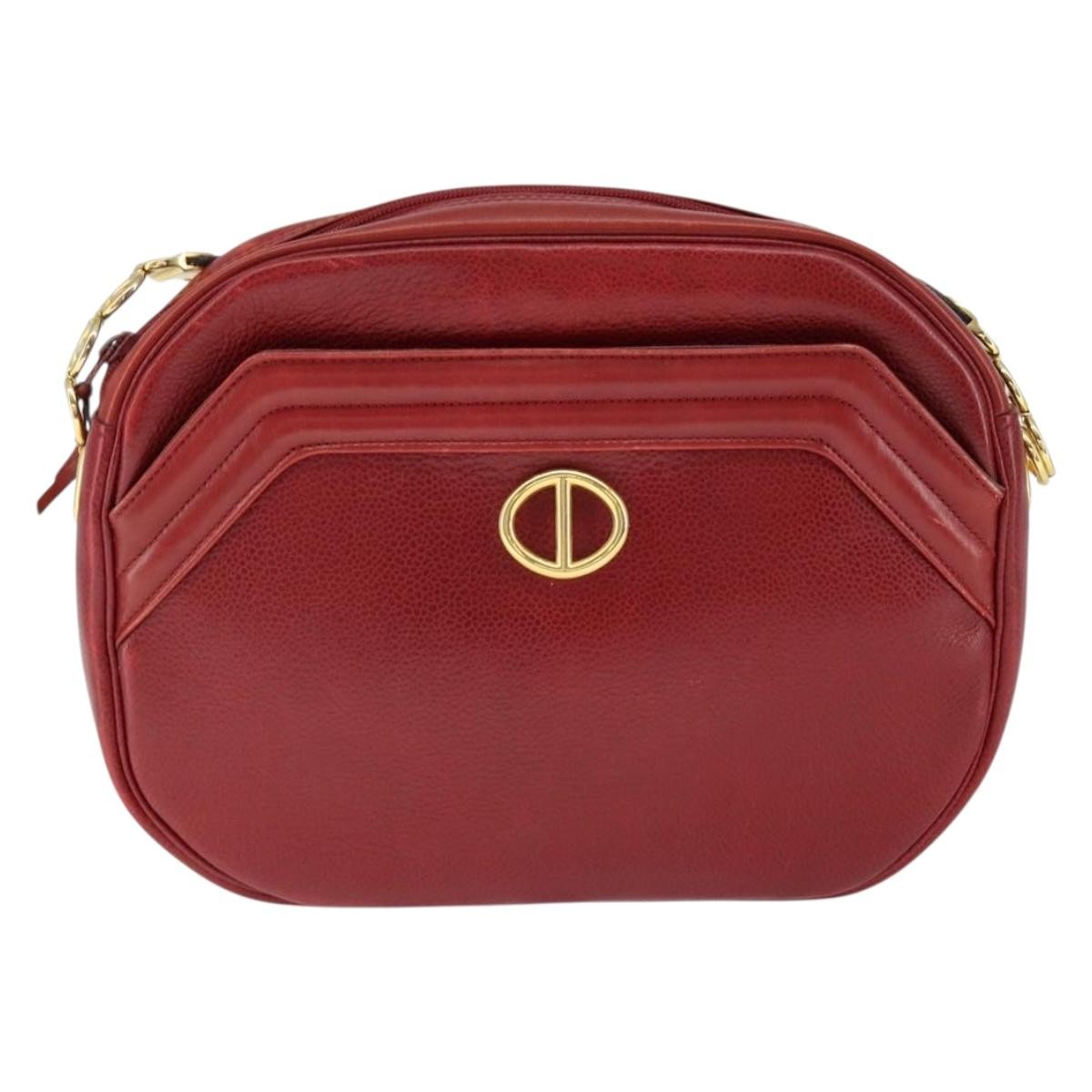 Christian Dior Vintage Shoulder Bag Leather Red Leather Shoulder Bag Bag (Pre-Owned)