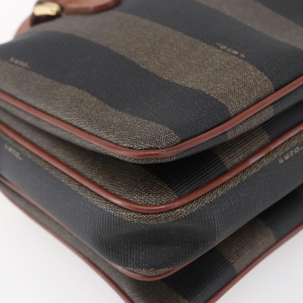 Fendi Vintage Pequin Convertible Boston Bag Coated Canvas Brown Canvas Handbag