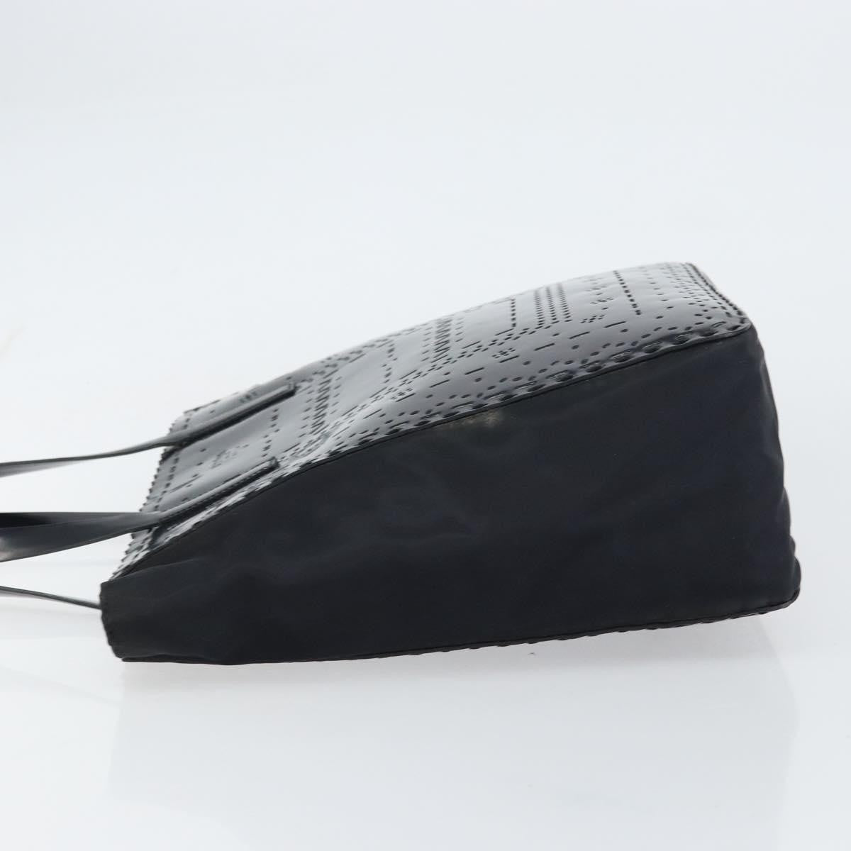 Prada Vintage Tote Tessuto With Leather Black Patent_Leather Tote Bag Bag