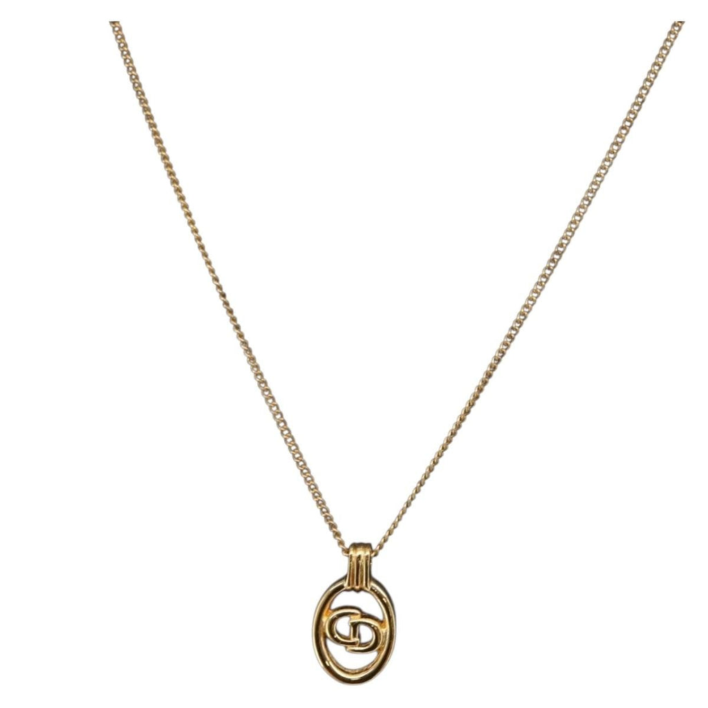 Christian Dior Cd Round Pendant Necklace Metal Gold Metal Necklace Jewelry (Pre-Owned)