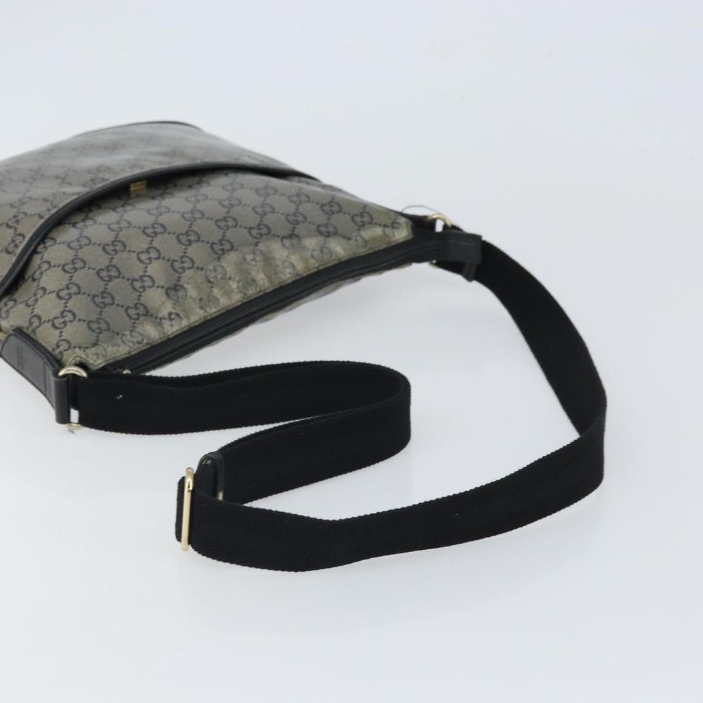 Gucci Zip Messenger Bag Gg Canvas With Perforated Leather Navy Canvas Shoulder Bag Bag (Pre-Owned)