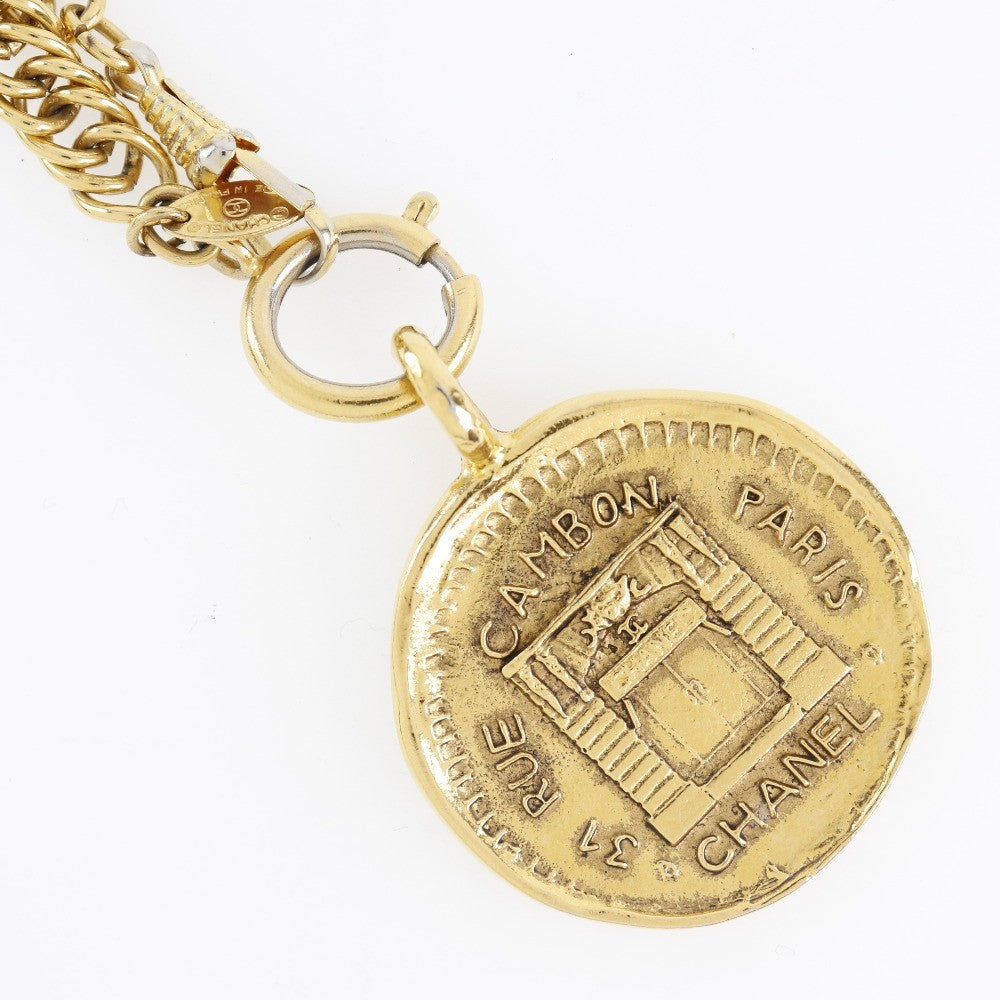 Chanel Vintage 31 Rue Cambon Medallion Pendant Necklace Metal Gold Gold_Plated Necklace Jewelry