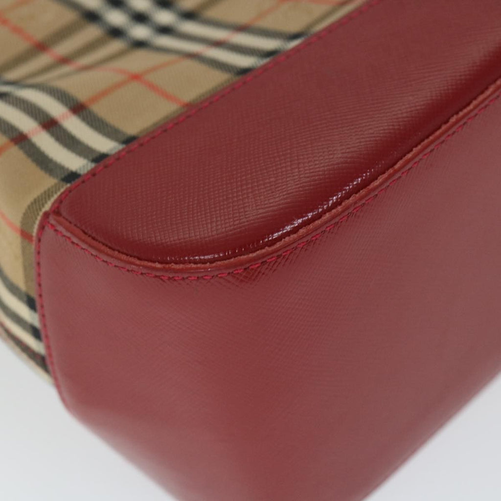 Burberry Nova Check Handbag Leather And Nylon Beige Nylon Handbag