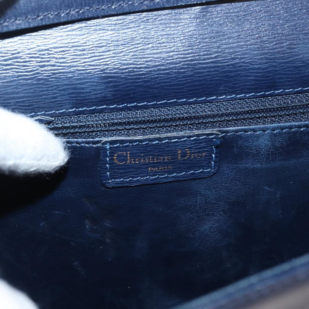 Christian Dior Vintage Cd Flap Shoulder Bag Leather Navy Leather Shoulder Bag Bag (Pre-Owned)