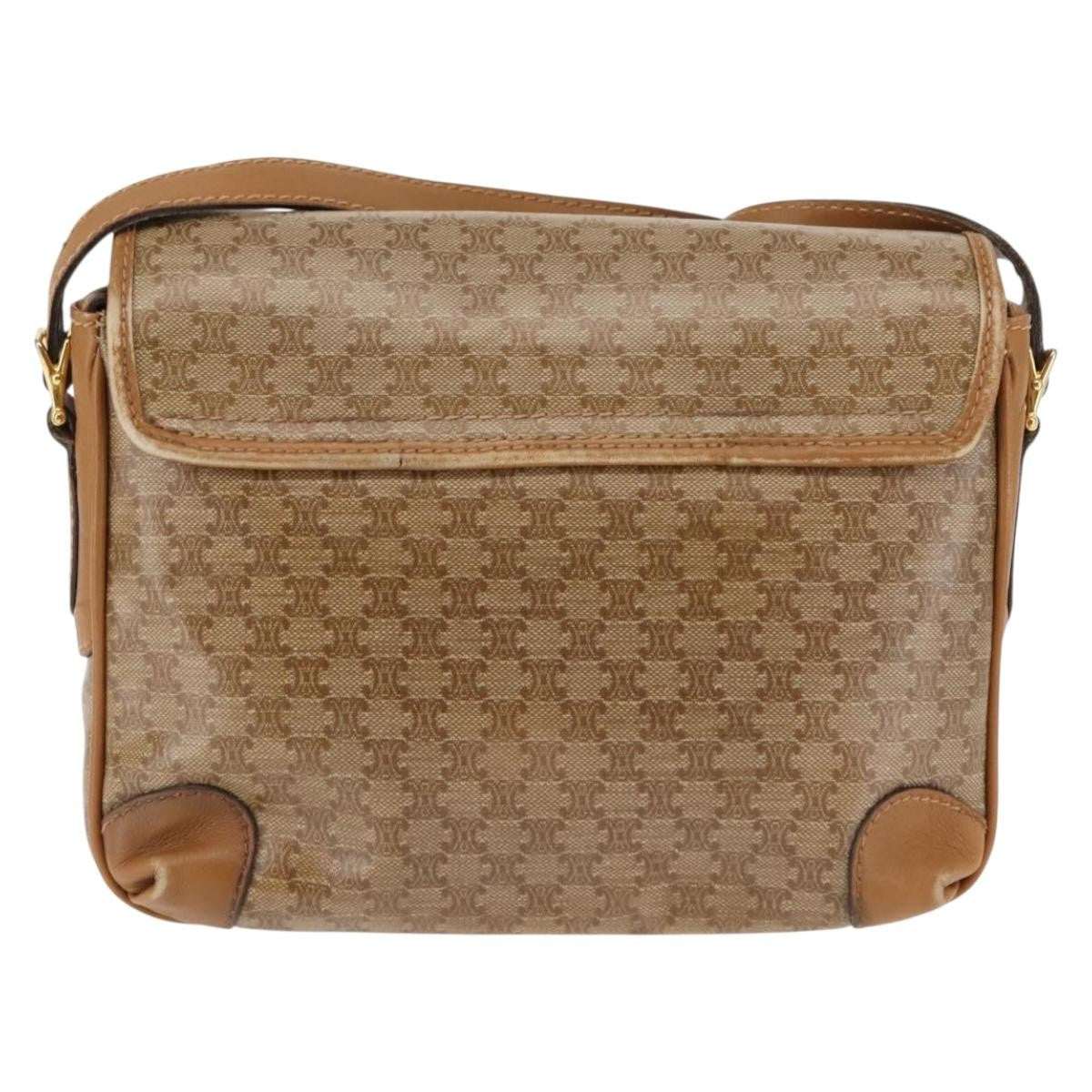 Celine Macadam Shoulder Bag Pvc Leather Beige Pvc,Canvas Bag