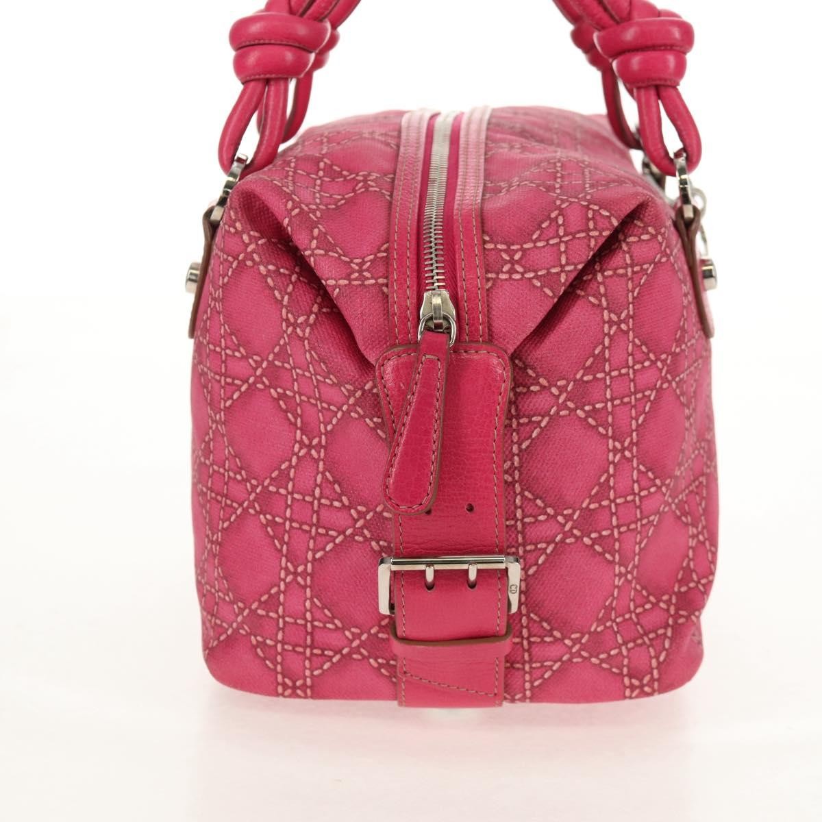 Christian Dior Cannage Handbag Canvas Pink Canvas Handbag (Pre-Owned)