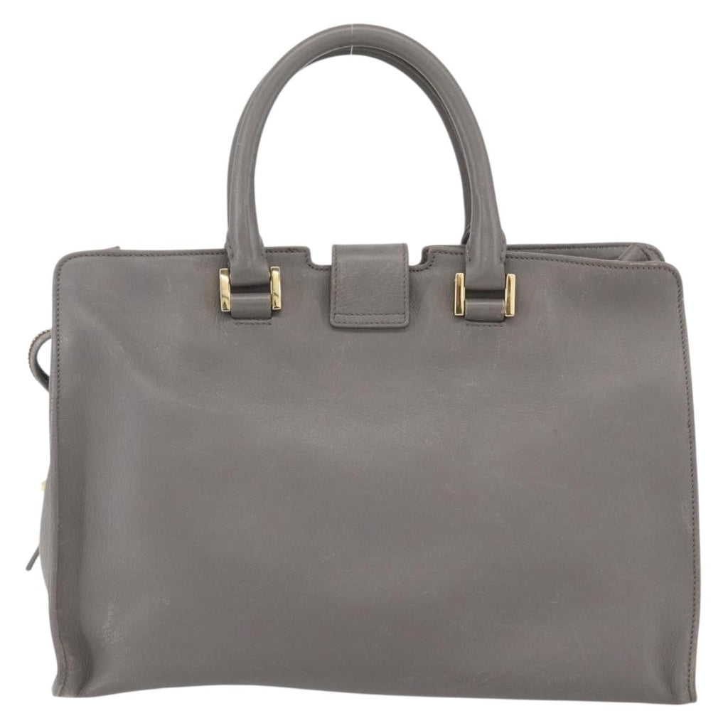 Saint Laurent Classic Y Cabas Leather Gray Leather Tote Bag Bag (Pre-Owned)