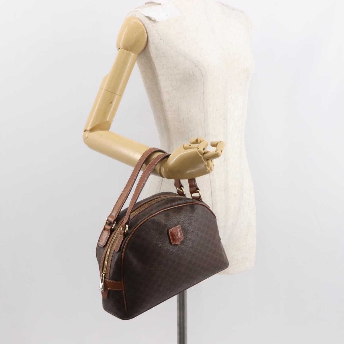 Celine Vintage Macadam Handbag Canvas And Leather Brown Canvas Handbag