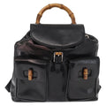Gucci Vintage Bamboo Backpack Leather Black Leather Backpack Bag (Pre-Owned)