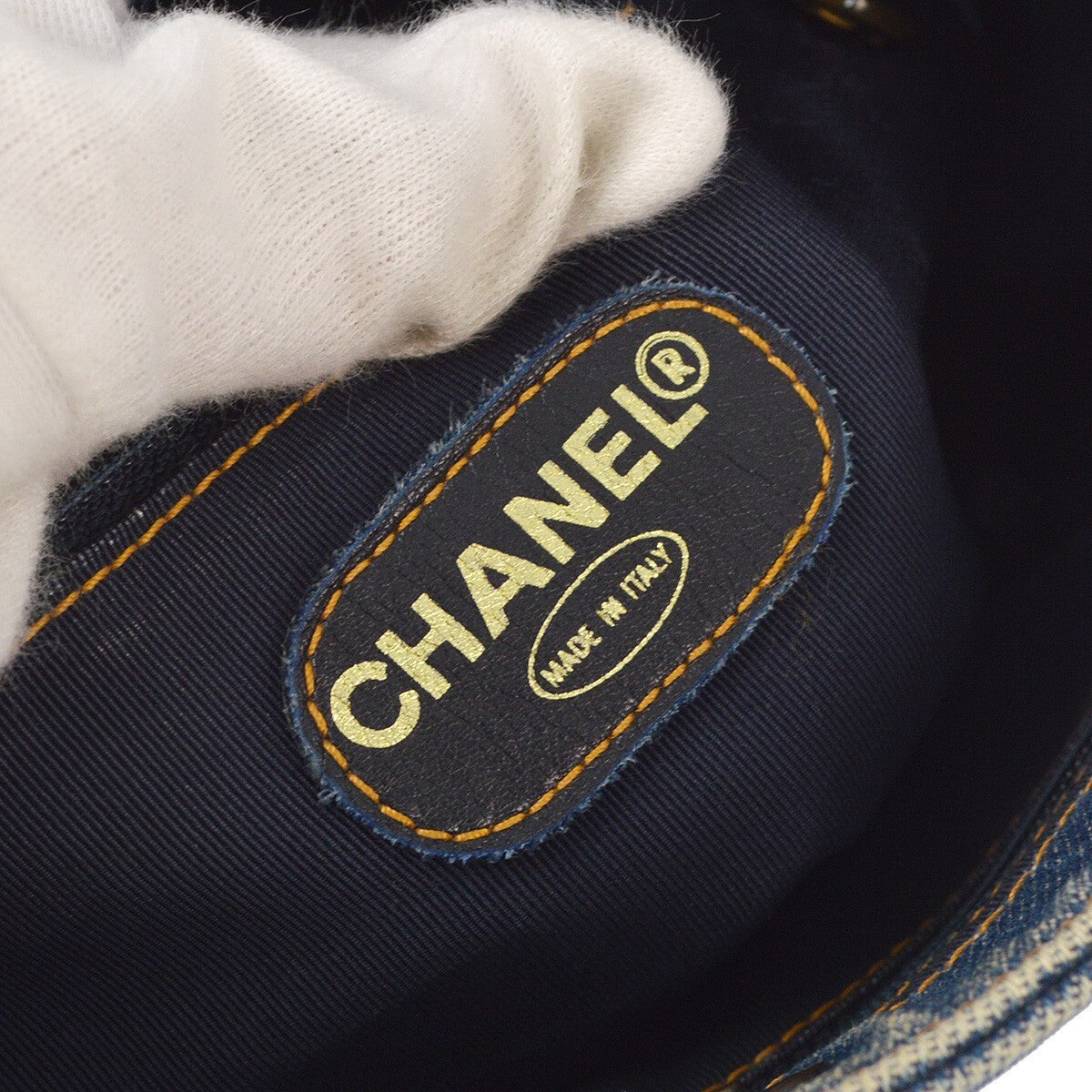 Chanel Vintage Resin Chain Tote Denim Blue Denim_Jeans Tote Bag Bag